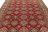8x10 Red and Ivory Kazak Tribal Rug