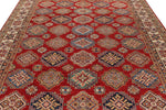 8x10 Red and Ivory Kazak Tribal Rug