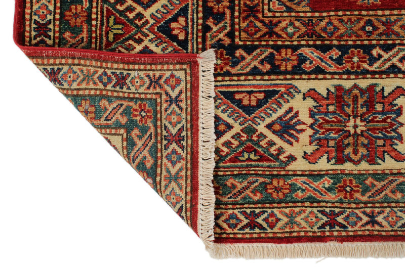 8x10 Red and Ivory Kazak Tribal Rug