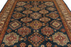 8x10 Navy and Ivory Kazak Tribal Rug