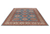 8x10 Blue and Ivory Kazak Tribal Rug