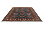 8x10 Blue and Ivory Kazak Tribal Rug