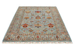 5x7 Light Blue and Multicolor Turkish Tribal Rug