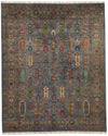 9x10 Gray and Multicolor Turkish Tribal Rug