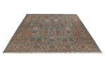 9x10 Gray and Multicolor Turkish Tribal Rug