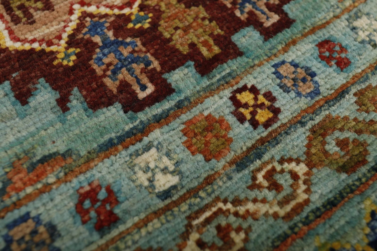 5x7 Turquoıse and Multicolor Turkish Tribal Rug