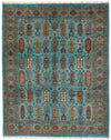 8x10 Light Blue and Multicolor Turkish Tribal Rug