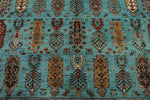 8x10 Light Blue and Multicolor Turkish Tribal Rug