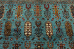 8x10 Light Blue and Multicolor Turkish Tribal Rug