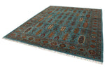 8x10 Light Blue and Multicolor Turkish Tribal Rug