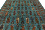 8x10 Light Blue and Multicolor Turkish Tribal Rug