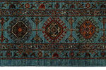 8x10 Light Blue and Multicolor Turkish Tribal Rug