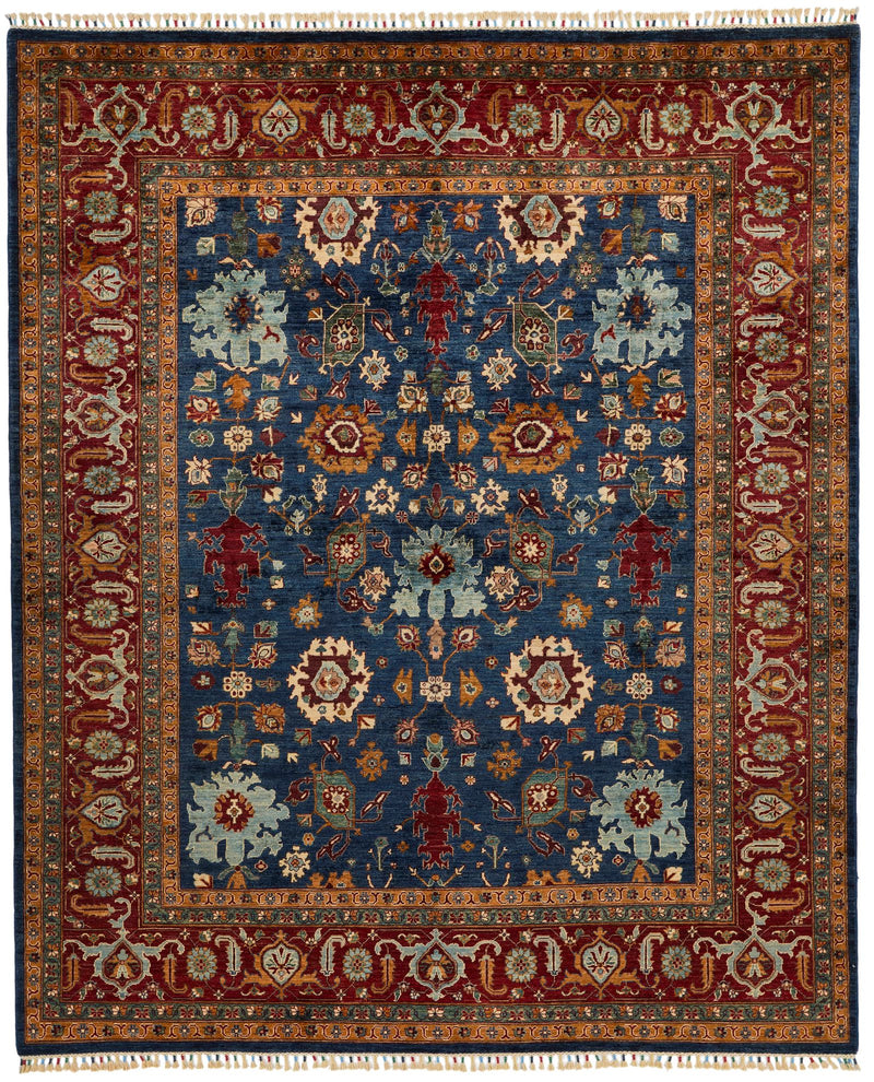 8x10 Navy and Red Anatolian Traditional Rug