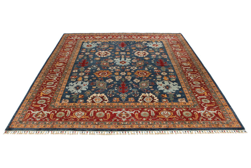 8x10 Navy and Red Anatolian Traditional Rug