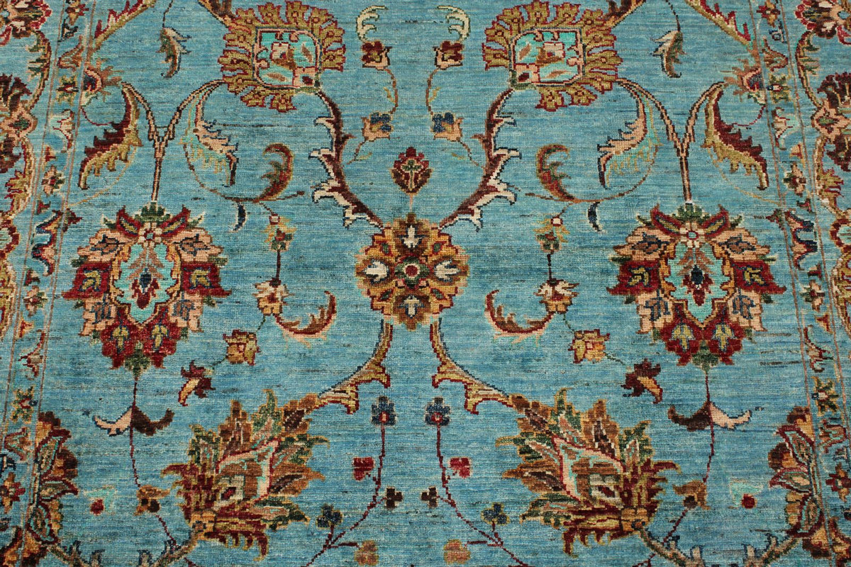 5x7 Blue and Multicolor Turkish Tribal Rug