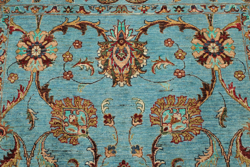 5x7 Blue and Multicolor Turkish Tribal Rug