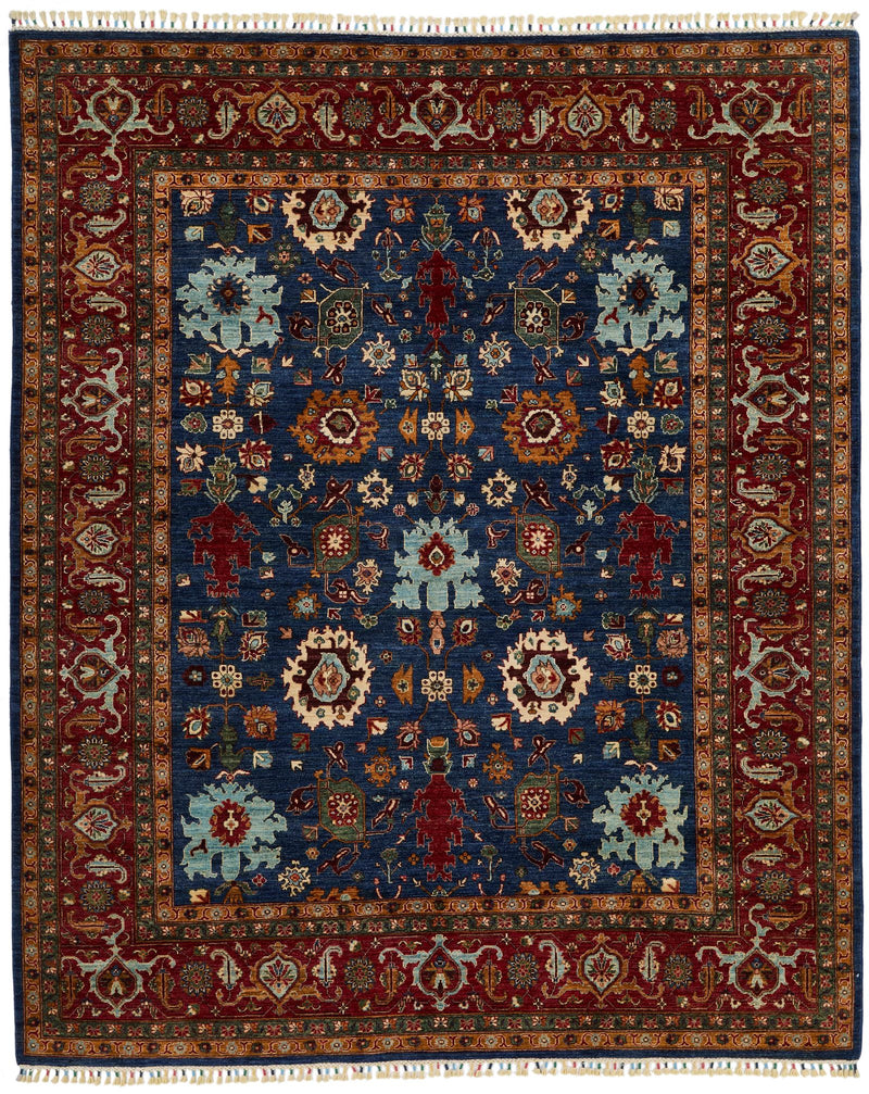 8x10 Navy and Red Anatolian Traditional Rug