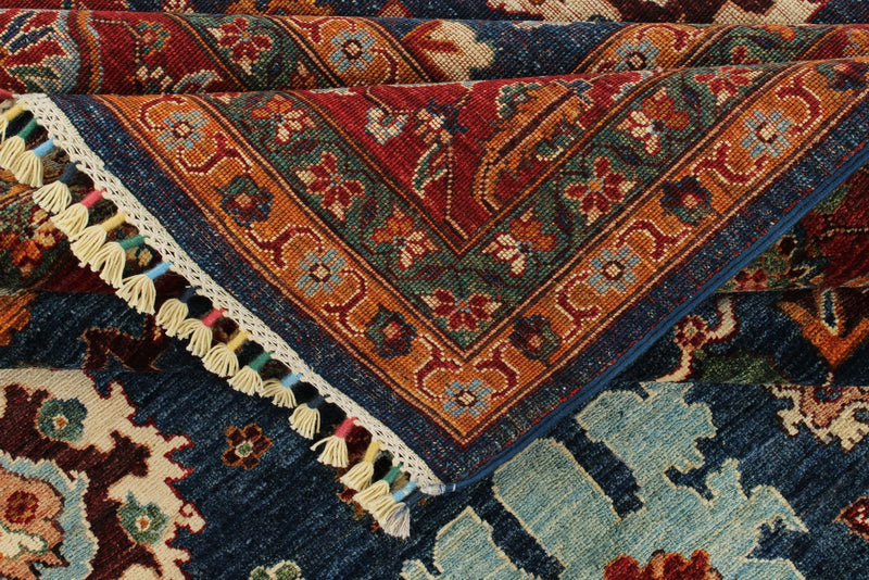 8x10 Navy and Red Anatolian Traditional Rug