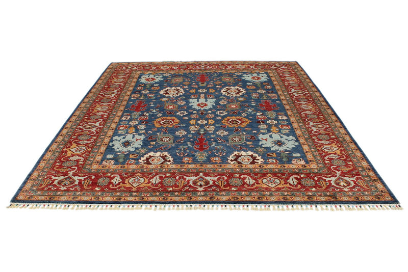 8x10 Navy and Red Anatolian Traditional Rug