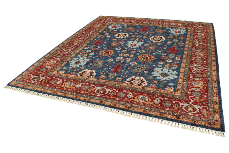 8x10 Navy and Red Anatolian Traditional Rug