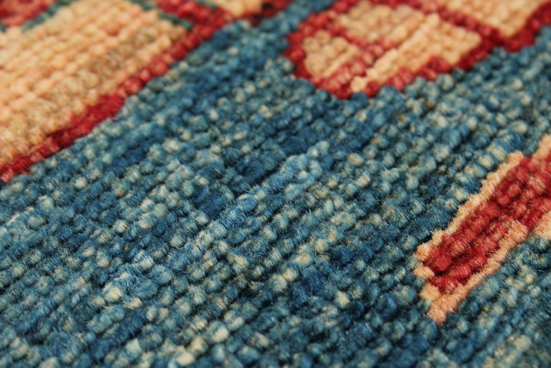 8x10 Red and Light Blue Anatolian Traditional Rug