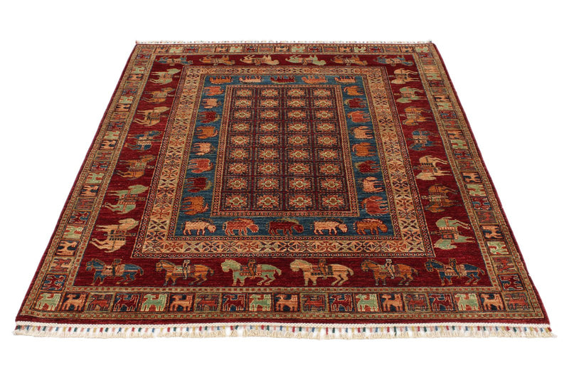 5x7 Multicolor and Red Anatolian Traditional Rug