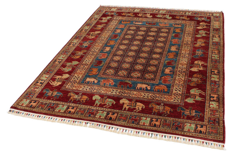 5x7 Multicolor and Red Anatolian Traditional Rug