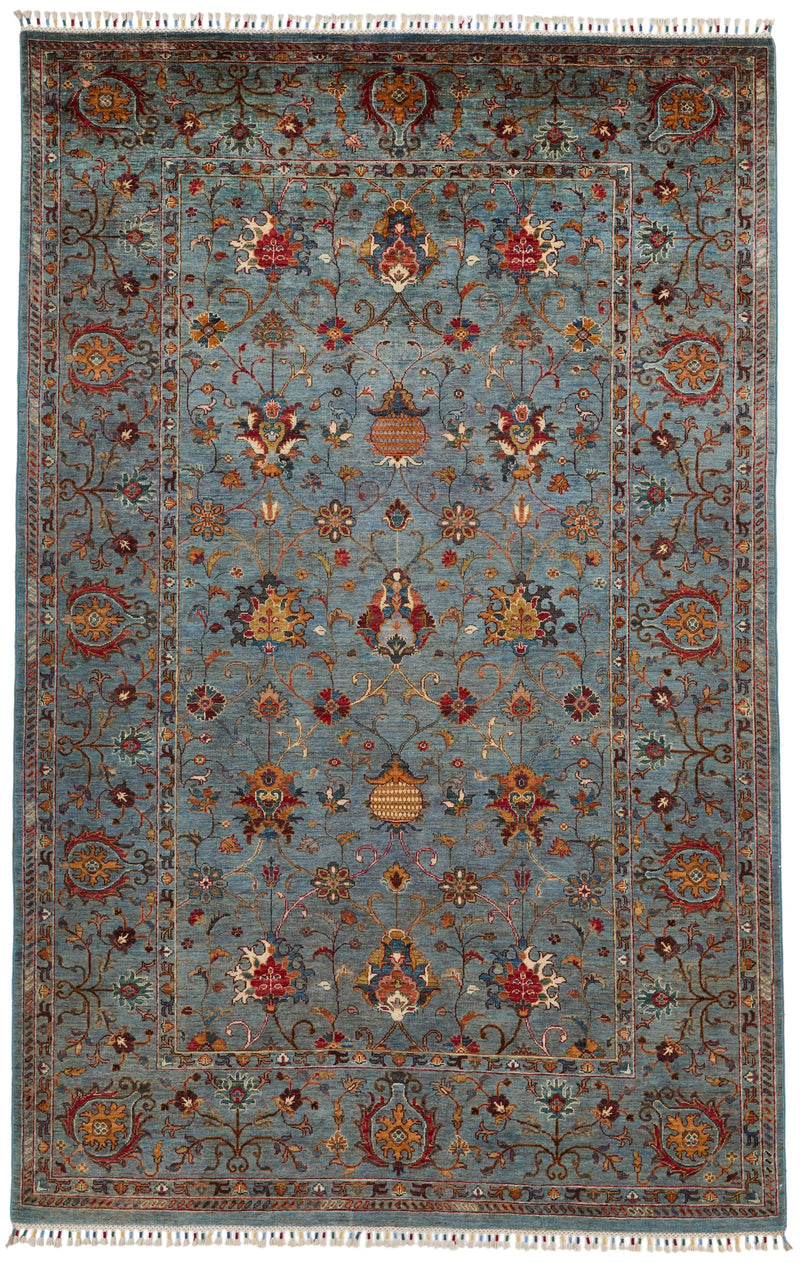 7x11 Gray and Multicolor Turkish Tribal Rug