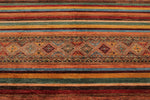 9x13 Brown and Multicolor Tribal Rug