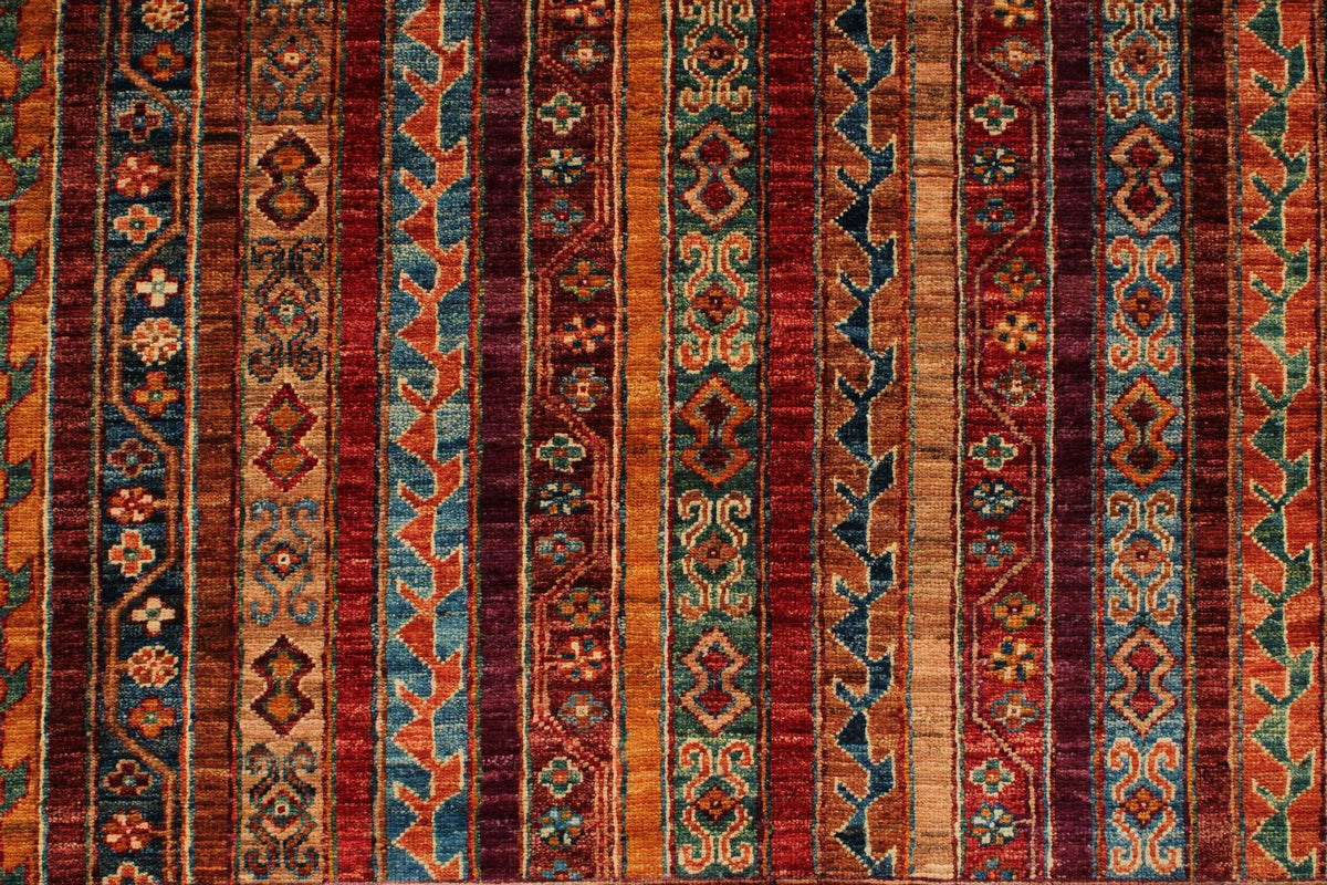 9x11 Multicolor and Red Turkish Tribal Rug