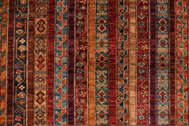 9x11 Multicolor and Red Turkish Tribal Rug