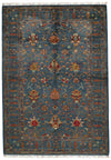 6x8 Navy and Multicolor Turkish Tribal Rug