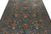 6x8 Navy and Multicolor Turkish Tribal Rug