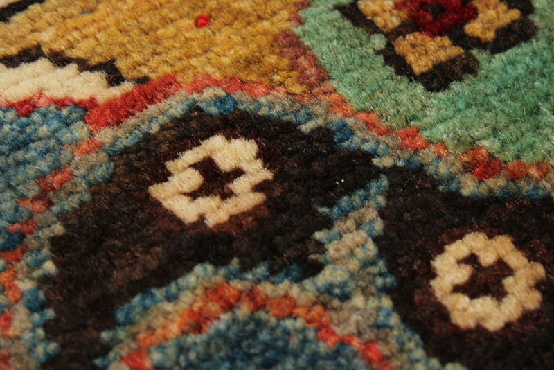 6x9 Navy and Multicolor Turkish Tribal Rug