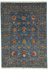 6x8 Navy and Multicolor Turkish Tribal Rug