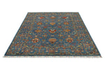 6x8 Navy and Multicolor Turkish Tribal Rug