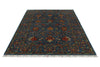6x8 Navy and Multicolor Turkish Tribal Rug