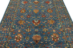 6x8 Navy and Multicolor Turkish Tribal Rug