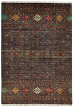 7x10 Brown and Multicolor Tribal Rug