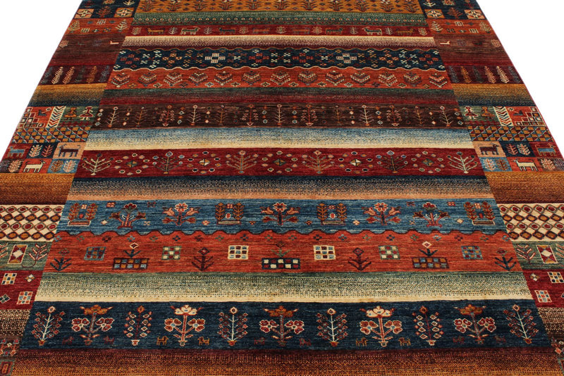 7x10 Multicolor and Multicolor Turkish Tribal Rug