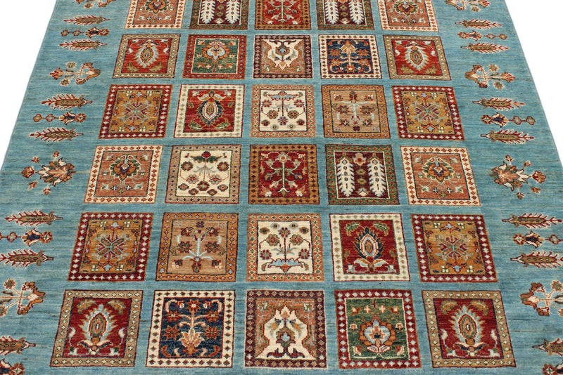 5x7 Multicolor and Light Blue Persian Rug