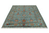 6x8 Blue and Multicolor Turkish Tribal Rug