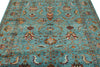 6x8 Blue and Multicolor Turkish Tribal Rug