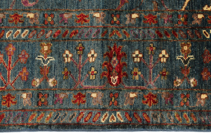 5x7 Navy and Multicolor Turkish Tribal Rug