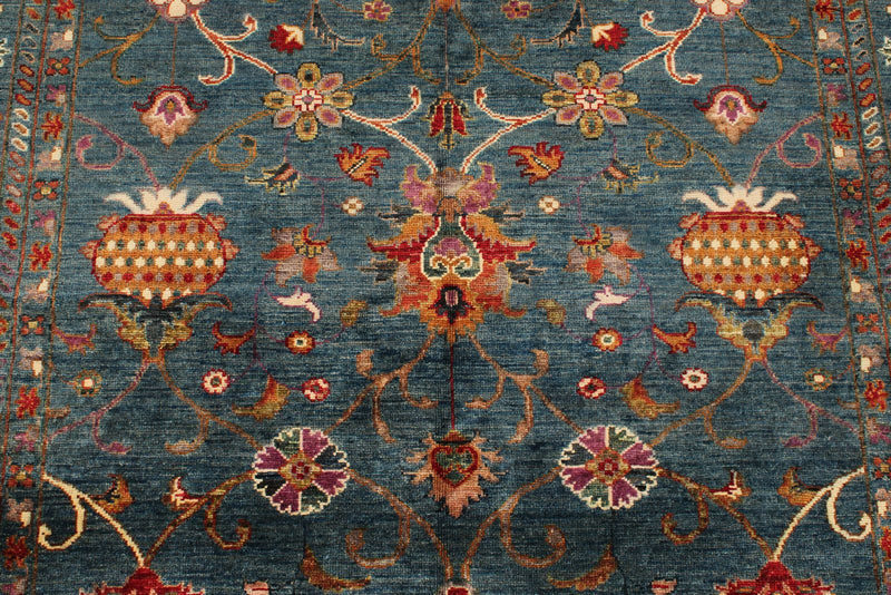 5x7 Navy and Multicolor Turkish Tribal Rug