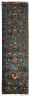 3x10 Navy and Multicolor Turkish Tribal Rug