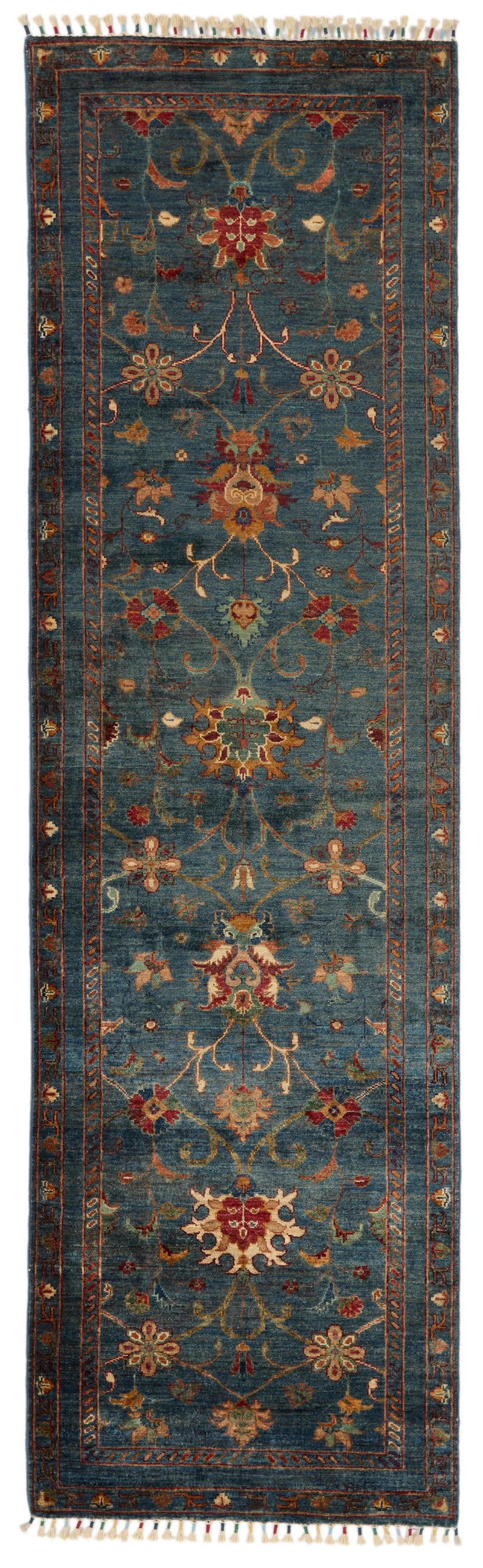 3x10 Navy and Multicolor Turkish Tribal Rug
