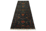 3x10 Navy and Multicolor Turkish Tribal Rug