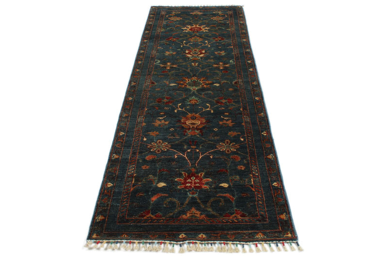 3x10 Navy and Multicolor Turkish Tribal Rug
