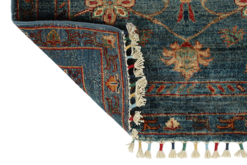 3x10 Navy and Multicolor Turkish Tribal Rug
